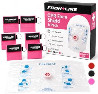 CPR Face Shield with Keyring (6 Pack), CPR Pocket Mask for Emergency Kit, First-Aid and Training with One-Way Valve by Frontline (Pink)