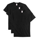 Hanes Men's Essentials Short-Sleeve Pocket T-Shirt Pack, Cotton Crewneck Tee, 3-Pack, Black, Medium