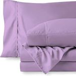 3 Pieces Flat Bed Sheet, 100% Egyptian Cotton - (1 PC Flat Bed Sheet and 2 PC Pillow Covers) 1000 Thread Counts - Lavender Solid,King Size.