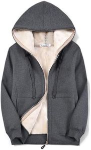 Flygo Women's Casual Winter Warm Sherpa Lined Full Zip Hoodie Fleece Sweatshirt Jacket (Dark Grey, Large)