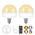 BLUEYE E12 Rechargeable Light Bulb,2Packs,300LM,40W Equivalent,Detachable Charging,4 Color Temperature,Remote Control Puck Emergency Lamp,Timer,Dimmer,for Non-Hardwired
