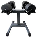 BRAINGAIN 32kg Adjustable Dumbbell Set Pair | Space Saving Weights | Smart Precision Technology | Non-Slip Secure Grip | Compact Design for Home Gym | 4kg Increments, With Stand