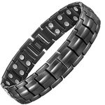 Willis Judd Mens Titanium Magnetic Bracelet Magnetic Bracelets for Men Adjustable Bracelet Length with Sizing Tool (Black)