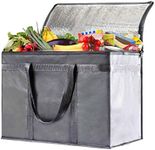 Cool Bag 30L Large Cooler Bag Thermal Food Delivery Bag Insulated Picnic Lunch Bag Foldable Cool Box (Grey)