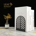 QiMing Leaf Bookends for Books,1 Pair Metal Book Holders for Office Shelves Adults & Kids Gift