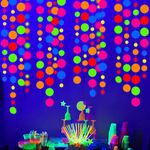 UV Neon Polka Dot Garland Colorful Fluorescent Black light Reactive Glow in the Dark Hanging Paper Circle Dot Streamer Birthday Wedding Bachelorette Fiesta Carnival Disco Hen Party Decoration Supplies