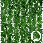 ADORAMOUR Artificial Ivy Garlands - 24Pack 210cm Length - Realistic Fake Vines for Room Aesthetic and Garden Wall Decoration for Indoor Outdoor, Green Faux Leaves Plastic Hanging Plants Greenery Decor