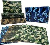 Dtiafu Camo Wrapping Paper for Men Boys Kids - Army Wrapping Paper for Birthday Veterans Day - 4 Style Green Blue Camouflage Gift Wrap - 20 X 28inch Per Sheet(8 Sheet Folded Flat)