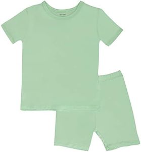 GUISBY Pajamas Baby Boys, Summer Rayon Short Sleeve Top and Shorts Sets 2-Piece Pjs Sage 18-24 Months