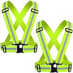 TRUEREVO Safety Reflective Vest Belt Straps High Visibility Provides Absolute Security for Night Running Cycling Bikers Industrial Use Construction work Or Traffic(Free Size_Green_Pack Of 2)