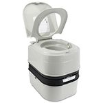 OPL5 Portable Toilet Camping, 6.4 Gallon 24L Piston Pump Flushable Travel Toilet with Level indicator Anti-Leak Handle Water Pump, Rotating Spout Indoor & Outdoor Toilet for Camping, RV Hiking Fishing