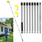 LrqzHsyl Gutter Cleaning Tools,10.5 feet Long Gutter Cleaning Tools from The Ground ，Gutter Cleaner Ability to Easily Clear roof Leaves and Debris（8 Stainless Steel Tubes and 2 Yellow Brush Heads）