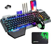 Enhanced Gaming Combo: Wireless Keyboard & Mouse Set, 16RGB Backlit, Rechargeable Battery, Metal Panel, Mechanical Feel, Ergonomic Design, Waterproof, Dustproof, Silent Mice - Ideal for Laptop & PC