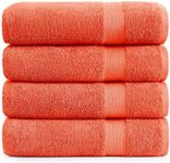 LANE LINEN Bath Towel Sets for Bathroom (4 Pack)- 100% Cotton Bath Towels for Adults, Hotel Quality Bath Towels, Extra Large Towels for Bathroom, Turkish Cotton Bath Towels Set (28"x54") - Tiger Lily