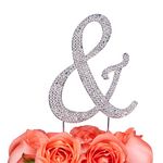 LOVENJOY Gift Box Pack Personalized Letter & and Crystal Rhinestone Wedding Engagement Birthday Bridal Shower Metal Cake Decoration Topper Silver (3.3-inch)