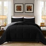 DOWNCOOL 3-Piece Queen Comforter Set - Down Alternative, Black/Grey