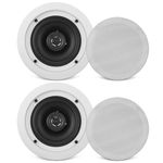 Pyle Pair 6.5”/16.5cm Ceiling Wall Mount Speakers, 2-Way Midbass Woofer Speaker, 1/2'' Polymer Dome Tweeter Flush Design w/ 70Hz-20kHz Frequency Response & 200 Watts Peak Easy Installation
