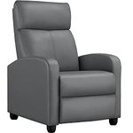 Yaheetech Modern Gray PU Leather Recliner Adjustable Soft Upholstered Single Sofa Reclining Armchair for Living Room Bedroom