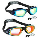 KCDMBUE Swim Goggles - 2 Pack Swimming Goggles Anti Fog No Leaking For Adult Women Men (Aqua & Orange)