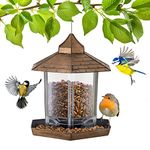 GloBrite Hexagon Bird Feeder Garden Ornaments - Bird Seed Feeder, Hanging Bird Feeder | All Weather Bird Feeders Hanging Station | Bird Feeders for Small Birds, Bird Feeder Station for Wild Birds