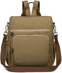 Kono Women Backpack Anti Theft Rucksack Nylon Schoolbag Ladies Travel Work Bag Casual Daypack Vintage Shoulder Backpack (Khaki)