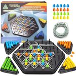 Large Size Chain Triangle Chess Game,2 to 4 Players Chain Chess Desktop Puzzle Interactive Game for Kids,Rubber Band Board Game for Family Fun and Strategy Play