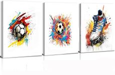 Kepuarm 3 Pcs 16" x12'' Framed Football Decor Canvas Wall Art Art Prints, Football Theme Watercolor Posters Prints for Boys Kids Teen Game Room Bedroom Playroom Wall Decor (12x16inch,Football)