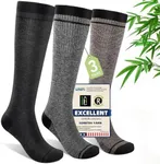 Iambamboo Mens Compression Socks for Men Women (3 Pairs) 15-20 mmHg Bamboo Viscose Knee High Sock for Travel S/M (Dark Gray&Light Gray&Khaki)