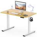 FLEXISPOT Essential Electric Standing Desk ONE PIECE Height Adjustable Standing Desk 100 * 60cm Sit Stand Desk Adjustable Desk Stand Up Desk for Home Office (White Frame+ Maple Desktop)