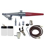 Paasche H3AS Single Action Airbrush with External Mix, Ideal for Painting, Includes 1.8m Hose, 3 Spray Heads, 2 Bottles, Metal Container, Lesson Booklet