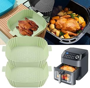 8Inch Air Fryer Silicone Pot Square Liners, 2PCS Reusable Air Fryer Silicone Basket Baking Tray for COSORI, Tower,Instant, Philips, Heat Easy Cleaning Accessories Replacement of Liners