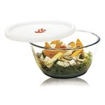 SignoraWare Borosilicate Glass Mixing Bowl and Serving Bowl with Lid and Steam release Knob, Micro Wave Oven Safe (500ml, Set Of 1 Piece, Transparent Clear)