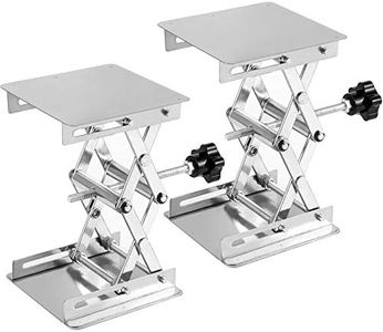 ZOENHOU 2 PCS 4 x 4 Inch Lab Jack Scissor Stand Lifting Platform, Stainless Steel Laboratory Support Jack Platform with Black Hand Wheel, Manual Control Lab Lift Stand Table, Expandable 50mm to 150mm