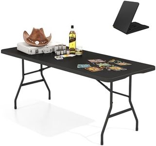 DWVO 6FT Folding Table, Heavy Duty Folding Tables with Carrying Handle, HDPE Fold up Table for Outdoor Camping Picnic Parties, Indoor Events (Black)