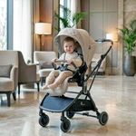 R for Rabbit Street Smart Regal Auto Fold Stylish Newborn Baby Stroller| Steel Frame Pram One Click Fold with Two-Way Reversible Seat, Travel Friendly Cabin Trolley Stroller for 0-3 Years Kids (Beige)