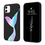 JOYLAND Soft Liquid Silicone Rubber Black Slim Phone Case Cover for iPhone 6/6S with Microfiber Linin Mermaid Tail Cartoon Pattern Silica Gel Bumper Case for iPhone 6/6S