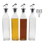 FARI Olive Oil Dispenser Bottle - 500ml/17Oz Glass Cooking Oil and Vinegar Cruet No Drip with Stainless Steel Funnel (4)