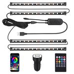 Bawoo Interior Car Lights, Car LED Strip Light Waterproof 48 LED Lights for Car with APP Control, RGB Music Sync Under Dash Car Light with Car Charger, DC (Large/APP & Box Control)