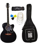 Ps Signature 41Inch Acoustic Guitar Black Matte New Model (Free 1 Set Strings, 3 Picks, Bag & Belt) - Tonewood