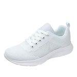 Warehouse, Womens Extra Wide Fit Trainers Ladies Walking Running Shoes,Breathable Mesh Tennis Shoes,Adjustable Lace up Wedge Shoes,Comfortable,Deals of The Day Sale White