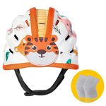 Infant Safety Helmet, Breathable Baby Crawling and Walking Helmet, Toddler Soft Helmet, Anti-Collision, Ultra-Lightweight, Expandable and Adjustable Age 6m-24m (Orange Tiger)