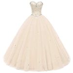 Likedpage Women's Sweetheart Ball Gown Tulle Quinceanera Dresses Prom Dress (US16, Champagne) …