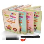 MINtile Sank Magic Practice Copybook, (4 Book + 10 Refill) Number Tracing Book for Preschoolers with Pen, Magic Calligraphy Copybook Set Practical Reusable Writing Tool Simple Hand Lettering