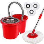 Mop Buckets Set for Floor Cleaning 360° Spin Wringer Separate Dirty Water with 3 Replaceable Microfiber Mop Head Wet and Dry Suitable for Office and Home use