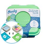 Cheeky Wipes Reusable Baby Wipe Kit - 25 Washable Rainbow Cotton Terry Wipes, 15x15cm with Soaking Box, Mucky Soaking Box & Fresh and Mucky Essential Oil for Soaking (10ml)