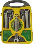 Inditrust 7PC Heavy duty Mirror doal Uses Ratchet wrench set (8.10.12.13.14.17.19) mm Ratchet Spanner Combination Wrench Set Of Keys Gear Ring Handle Chrome Vanadium - Box end, Open end etc.