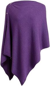 PULI Women's Versatile Knitted Shawls Scarf Poncho Sweater with Buttons Lightweight Spring Summer Fall Wraps purple