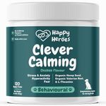 Happy Heroes - Clever Calming Dog Treats, 100% Natural Supplement, Behavioural Health, Reduces Stress, Fear, Hyperactivity, Aggression, Provides Dog Anxiety Relief & Relaxation