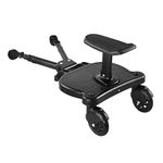 Universal Buggy Board with seat, Standing Board, Toddlers Stroller Board Kiddy Board Stable Two Wheel Design with Seat ，Universal Standing Board fits Any Pushchair Available (Black)