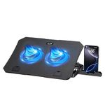 CLAW Air Pro C39 Laptop Cooling Pad with Dual 125mm Fans (1000 RPM), Mobile Stand, Anti-Slip Baffle, 5 Height Levels, 2 USB 2.0 Ports, Supports Up to 17-Inch Laptops – Black